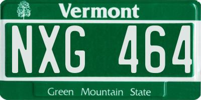 VT license plate NXG464