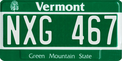VT license plate NXG467
