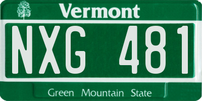 VT license plate NXG481