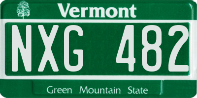 VT license plate NXG482