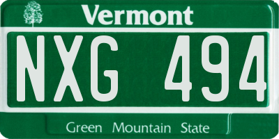 VT license plate NXG494