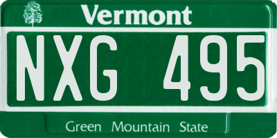 VT license plate NXG495