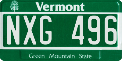 VT license plate NXG496