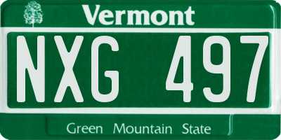 VT license plate NXG497