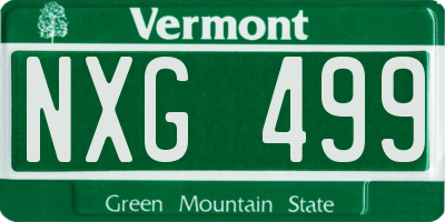 VT license plate NXG499