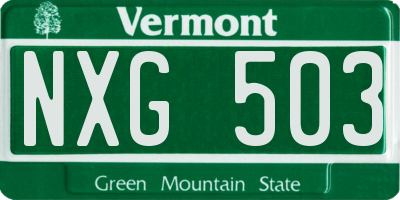VT license plate NXG503
