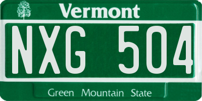 VT license plate NXG504