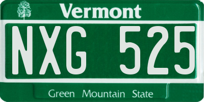 VT license plate NXG525