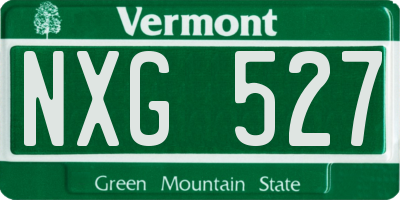 VT license plate NXG527