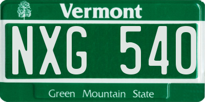 VT license plate NXG540