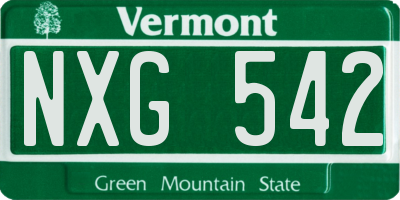 VT license plate NXG542