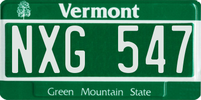 VT license plate NXG547