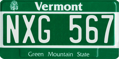 VT license plate NXG567