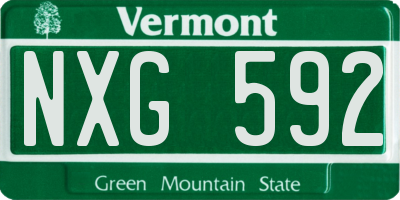 VT license plate NXG592