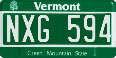 VT license plate NXG594