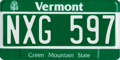 VT license plate NXG597