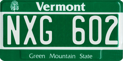 VT license plate NXG602