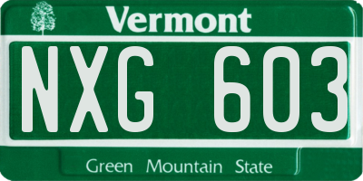 VT license plate NXG603
