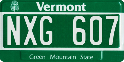 VT license plate NXG607