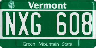 VT license plate NXG608