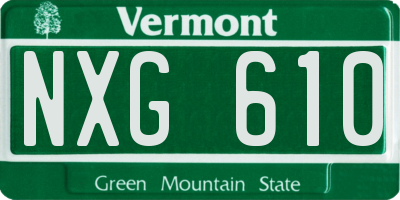 VT license plate NXG610
