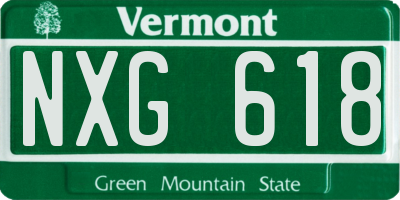 VT license plate NXG618
