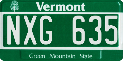 VT license plate NXG635