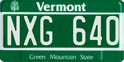VT license plate NXG640