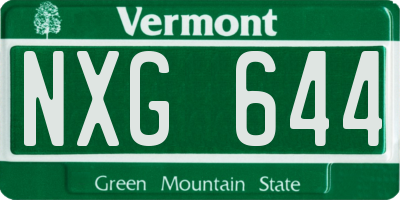 VT license plate NXG644