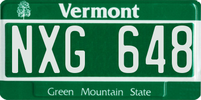 VT license plate NXG648