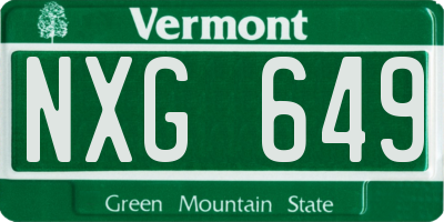 VT license plate NXG649