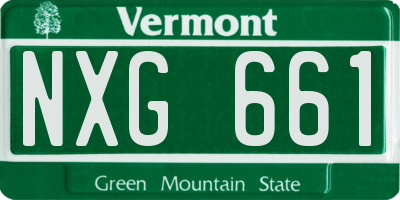VT license plate NXG661