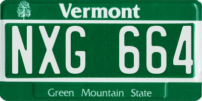 VT license plate NXG664