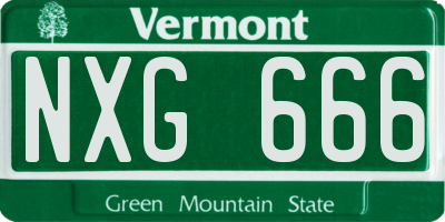 VT license plate NXG666