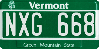 VT license plate NXG668