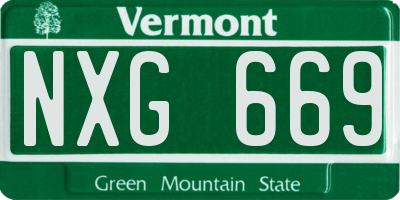 VT license plate NXG669