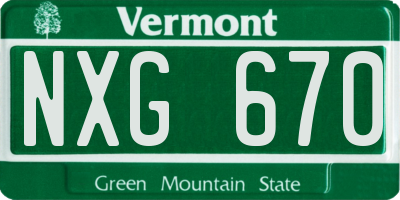 VT license plate NXG670