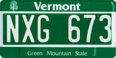 VT license plate NXG673