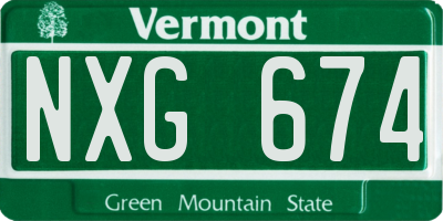 VT license plate NXG674