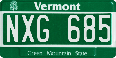VT license plate NXG685