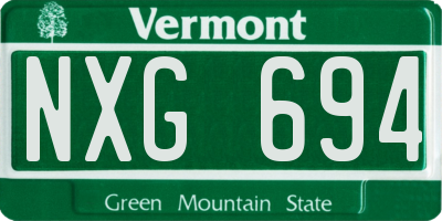 VT license plate NXG694