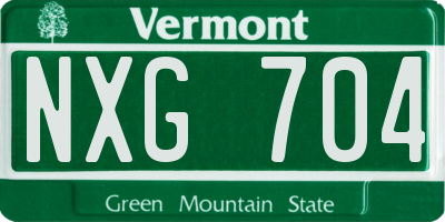 VT license plate NXG704