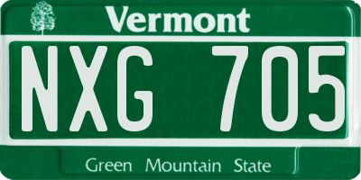 VT license plate NXG705