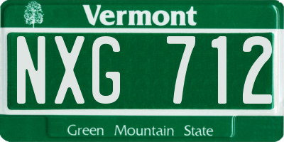 VT license plate NXG712