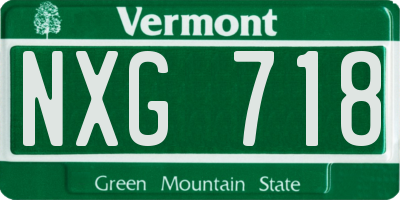 VT license plate NXG718