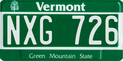 VT license plate NXG726