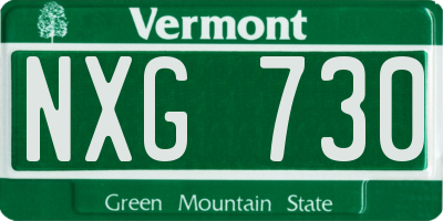 VT license plate NXG730