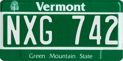 VT license plate NXG742