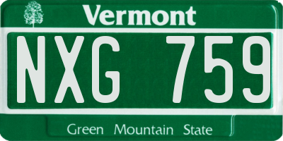 VT license plate NXG759