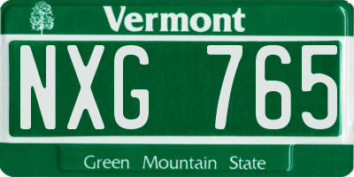 VT license plate NXG765